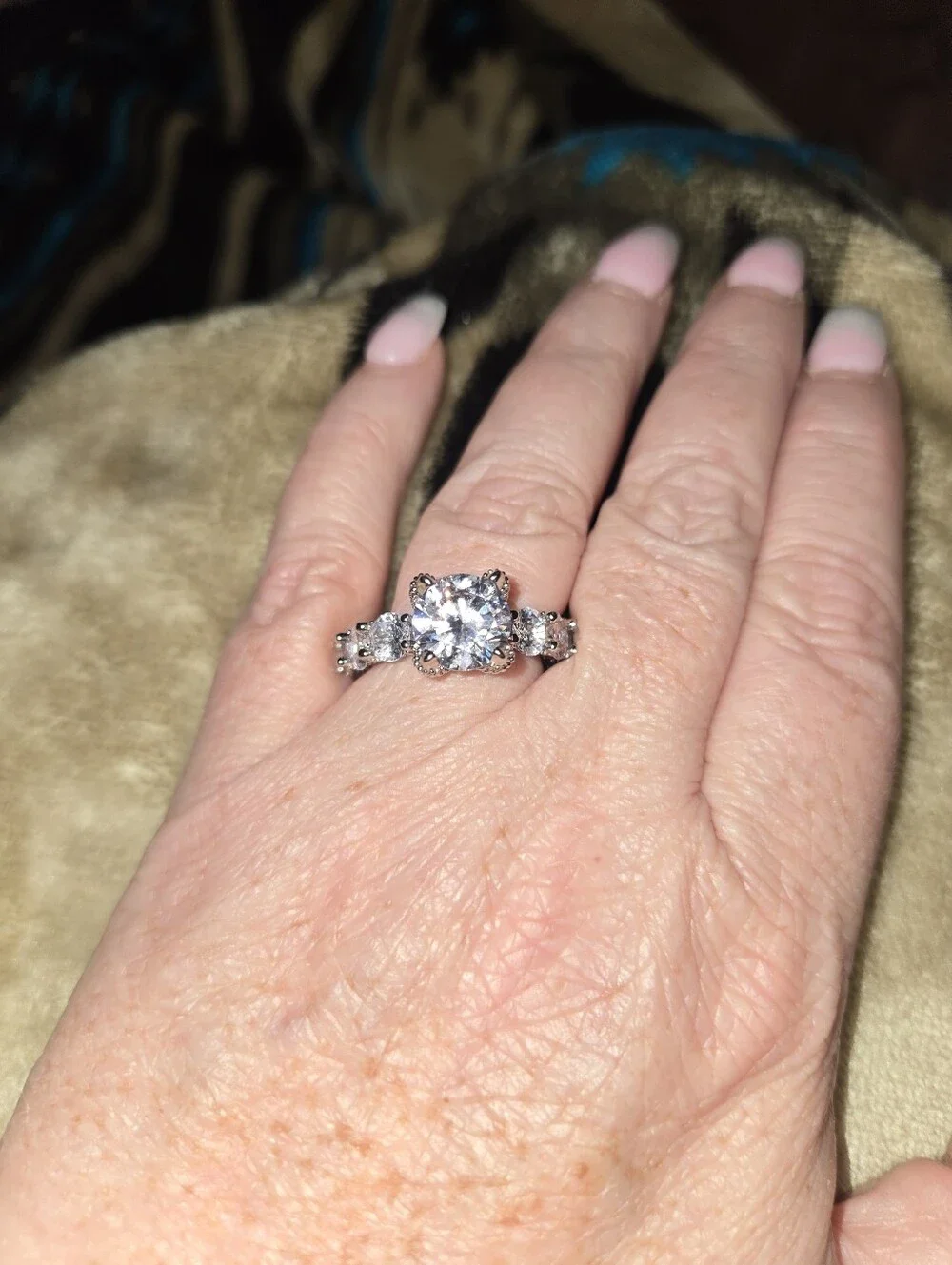 Silver Cubic Zirconia Halo Statement Ring - Silver